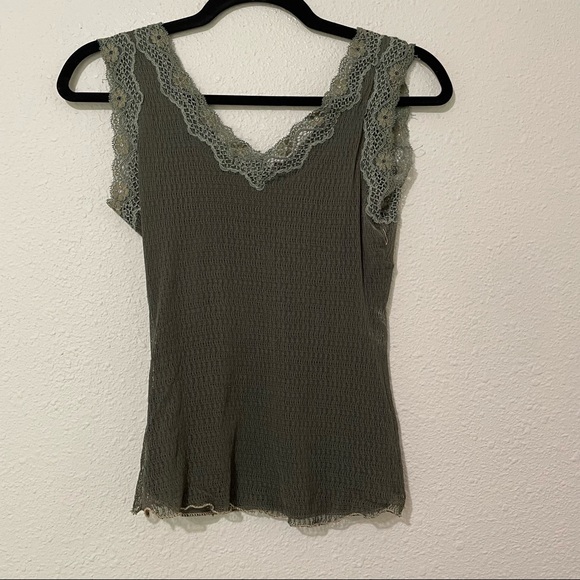 Ann Ferriday Green Sleeveless Lace Details Y2K Knit Top OS - Picture 4 of 8